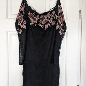 Guess beaded, eyelash lace, off-the-shoulder, polka dots